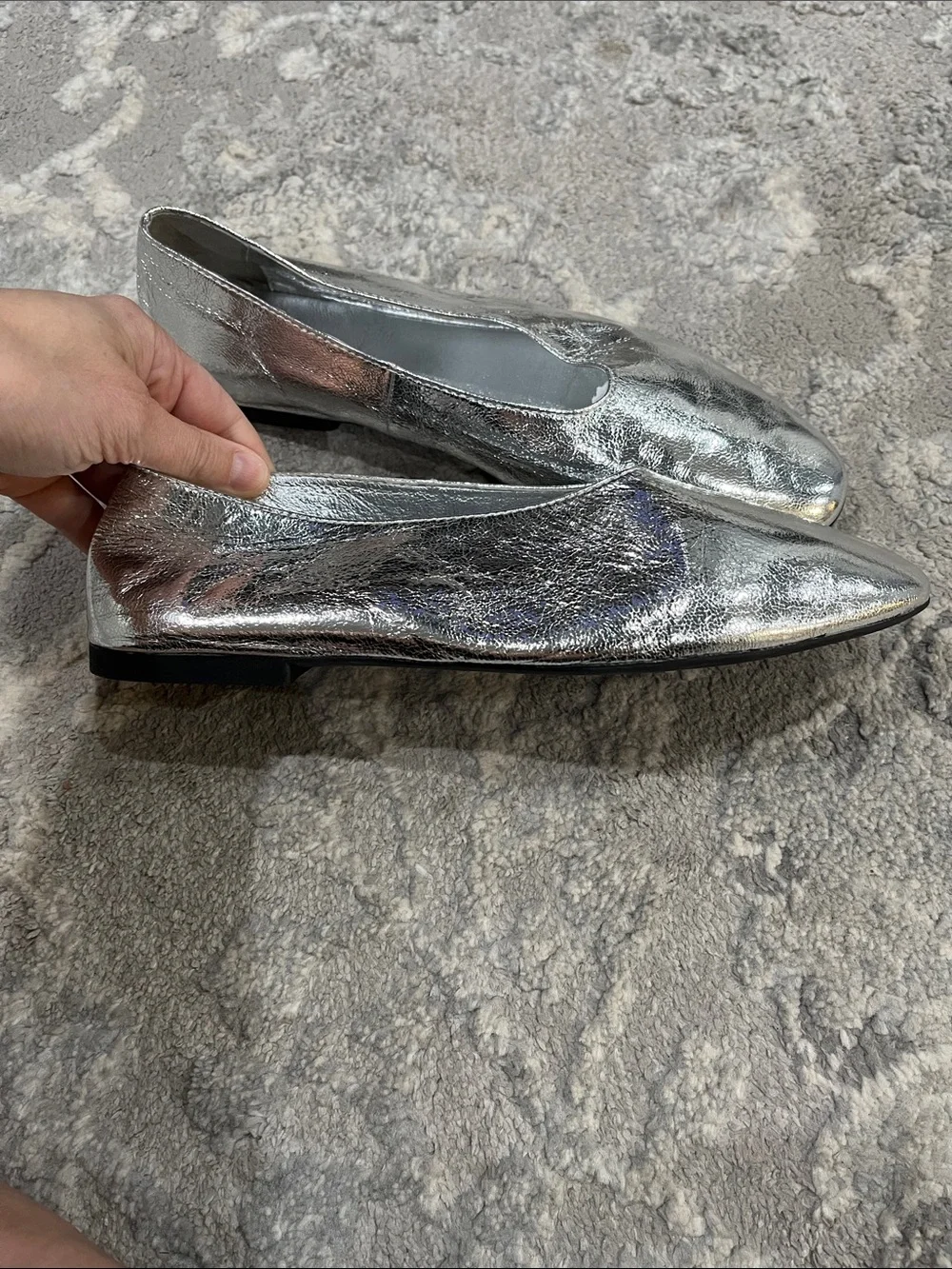 Jeffrey Campbell ROMP Flat Metallic Silver Slip-On Loafers